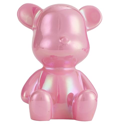 Small Bear Figurines Animal Sculpture Home Décor for Living Room Bedroom Office Statues Desktop Cabinets Tabletop Decor for Women Mom Birthday Gift(Pink) - color: Pink