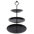 Lucky Will Black Tiered Dessert Serving Tray for Kid's Party Supplies Favors 3 Tier Cupcake Cake Stand for Birthday Tea Afternoon Halloween Christmas Candy Bar - color: Black