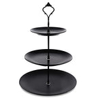 Lucky Will Black Tiered Dessert Serving Tray for Kid's Party Supplies Favors 3 Tier Cupcake Cake Stand for Birthday Tea Afternoon Halloween Christmas Candy Bar - color: Black