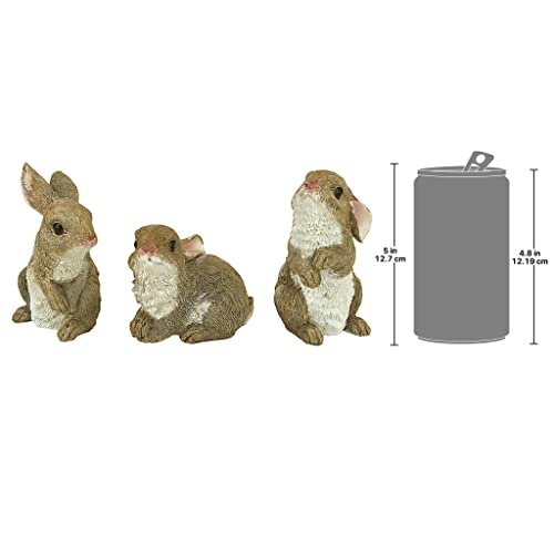 Design Toscano QM92008 Bunny Den Rabbits Indoor/Outdoor Set of Three Garden Animal Statues, 5 Inches Tall, Handcast Polyresin, Full Color Finish - style: The Bunny Den