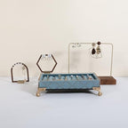 GemeShou velvet slots Ring holder for jewelry organizer, Earring ring display stand for selling, felt ring jewelry holder tray showcase【Velvet slots Ring Holder-Light blue】 - color: Light blue