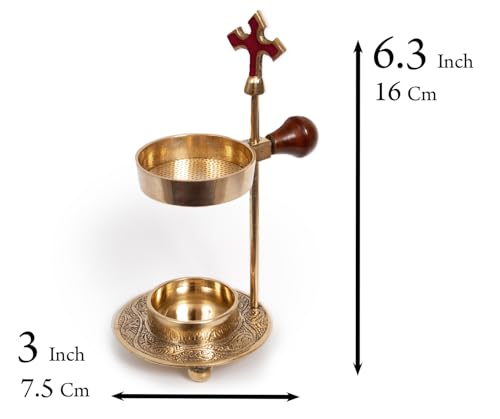 Christian Incense Burner, Cross Incense Holder - Tea Light Candle or Charcoal Resin Heated for Home Decor, Beautiful Adjustable Design for Worship and Spiritual Gifts, Offering a Calming Atmosphere. - color: Cross Brass Burner Candle Heated