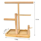 Solid Wood Jewelry Tower Organizer - 3-Tier Tree Holder Stand with 11 Earring Holes, 2 T-bar for bracelets Necklace or watches, Ring Tree & Display Tray (White) - color: White