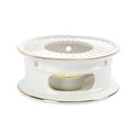 KAYCROWN Teapot Warmer, Ceramic Tea Warmer with Tealight Holder, Teapot Heater for Heating Coffee, Milk, Tea Light Heater, Candle Warmer (White)