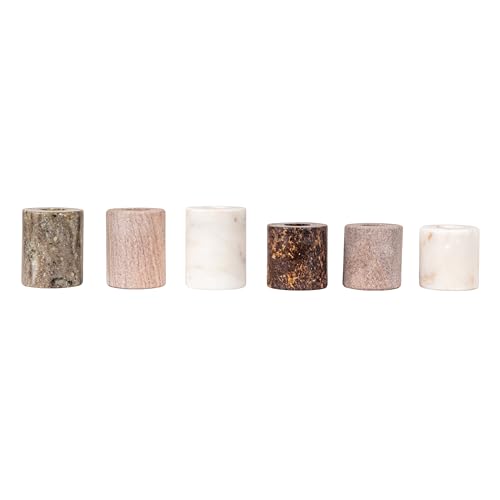 Bloomingville Decorative Marble Taper Candle Holders, Multicolor, Set of 6