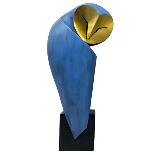 Mid-Century Modern 15 Inch Resin Owl Sculpture - Handmade Vintage Home Decor Statue for Bookshelves, Office Desk, Mantel & Collector Display - color: Blue
