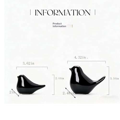 Two-Piece Set of Parent-Child Bird Statues, Modern Home Decor, with Removable Storage Holes, Suitable for bedrooms, Living Rooms, Offices, and Fireplace Mantel Decorations. (Black) - color: Black