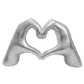 Heart Hands Sculpture Gift, Silver Love Sign Decor, Fingers Gesture Statue, Heart Shape Figurine, Gray Friendship Bracelet Holder (Silver) - color: Silver