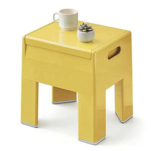 Nightstand Bedside with Storage Space, Multifunctional Colorful Plastic End Table Small Side Table for Bedroom, Dorm and Small Spaces, Easy Assembly(14.7" D x 11.8" W x 15.8" H, Yellow) - color: Yellow