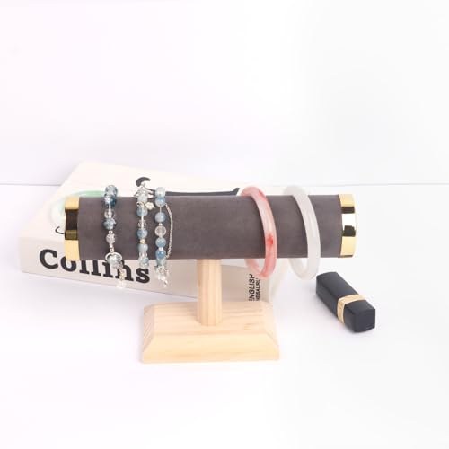 Jewelry Display Stand T Bar Bracelet Holder for Countertop, Watch and Bangle Organizer for Home Dresser Retail Store Showcase - color: Dark Gray Suede