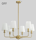 6-Light Brushed Gold Pendant Chandelier with Fabric Shades, E12 Base - Farmhouse & Industrial Style for Kitchen, Living Room, Dining Room, or Bedroom Lighting - color: 6 Light+Brushed Gold