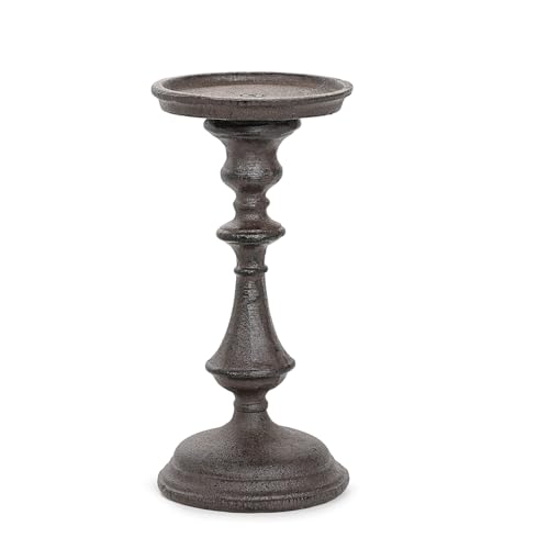 Sungmor Rustic Cast Iron Pillar Candle Holder, 7.8" Tall Vintage Candlestick Holders, Table Centerpiece Metal Candle Holder, Farmhouse Candle Stand for Fireplace Shelf Home Decor - color: Medium - 7.8inch Tall