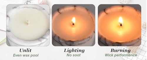 Scented Candle in Handmade Marble Container |1 Set | Soy Wax | Non-Toxic | Reusable Stone Jar | Story of Stone | Distinctive Gift. Natural Spring Aromatherapy for Women & Men - color: Fressia&Marble container