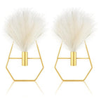 Peryiter 2 Pcs Boho Wall Decor Metal Gold Wall Art Hanging Planters with Artificial Pampas Modern Home Decor Display Art for Living Room Bedroom Bathroom(Vase) - style: Vase