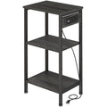 Asgolion Tall End Table with Charging Station, 3 Tier Narrow Beside Table with Adjustable Shelf, Tall Gray Side Table Nightstand for Bedroom, Living Room Coffe Table, Office, Charcoal Grey - color: Charcoal Grey, style: With Outlet