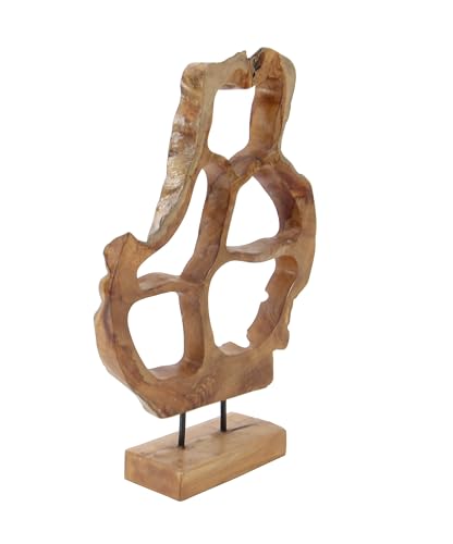 Deco 79 Teak Wood Abstract Handmade Decorative Sculpture Home Decor Statue, Accent Figurine 16" x 8" x 25", Brown - size: 16" x 8" x 25"