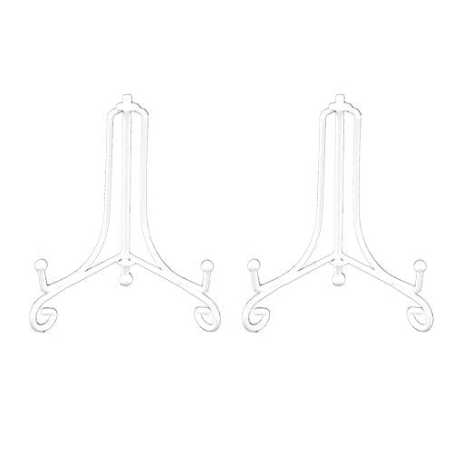 Artliving 4 Inch White Iron Small Plate Stand Holder, Picture Easel, Display Stand for Cookie, Photo,Placecard or at Weddings, Birthday Party(2 Pack) - size: 4 inch(2 pack)