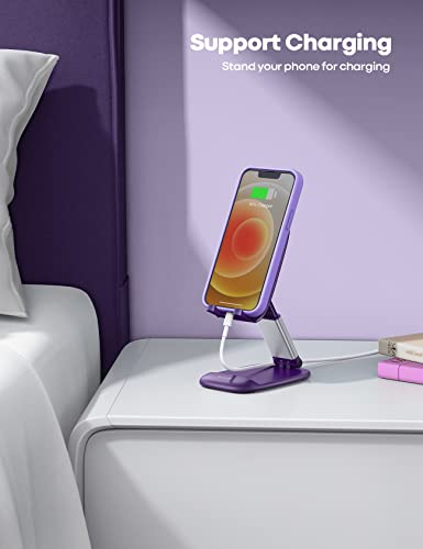 Lamicall Purple Phone Holder for Desk - Dark Purple Cellphone Stand Desk Accessories Desktop Office Must Have, Gifts for iPhone 17 16 15 14 13 Pro Max Mini, 12 11 XR X 8 7 6 Plus SE, 4-8'' Smartphone - color: Dark Purple