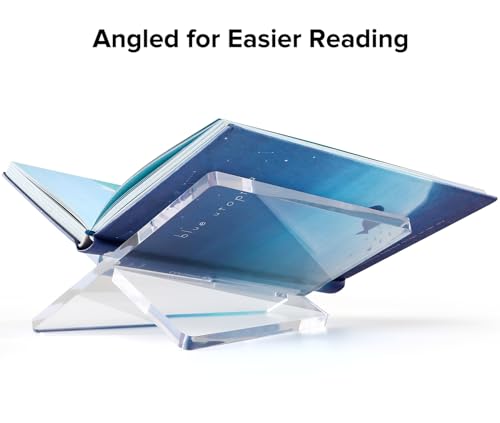 Acrylic Book Stand Clear Acrylic Book Holder, 8.5" x 6.4" x 3.5" Open Book Holder Stand for Display and Reading Cookbooks, Art Books, Bibles, Magazines - Home and Office (Clear, Medium) - color: Clear, size: Medium