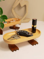Wood Key Tray for Entryway Table, Key Bowl, Jewelry Tray, Valet Tray with 2 Cute Duck Feet, for Rings, Wallet, Watch, Remote, Coin, Bracelets - size: Rectangle