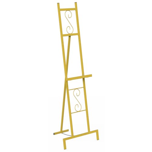 58''H Gold Easel Stand for Sign, Adjustable Welcome Wedding Sign Stand for Display with Chain Support, Heavy Duty Metal Poster Easel Holder for Party Painting, 17'' x 17'' x 58''H（1 Pack） - style: 1pack-Gold