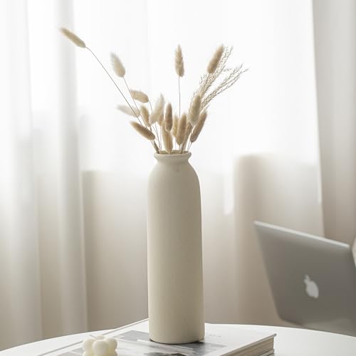 10.4 inches Tall Decorative Ceramic Vase Set, 3 Pieces, Nordic Modern Boho Style, White, for Home Decor (Beige) - color: Beige