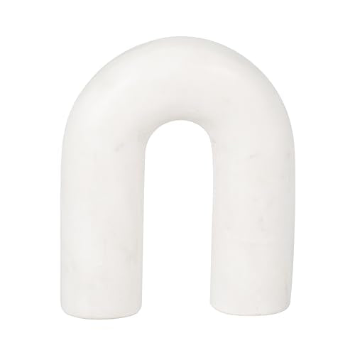 White Marble Arch Decorative Object – Rounded Horseshoe Sculpture Modern Home Decor – Contemporary Shelf & Coffee Table Decor for Office & Living Room – 5" x 6" - size: 6.0" H