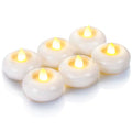 Homemory 2” Flameless Led Floating Candles, 200 Hour Plastic Battery Operated Flickering Waterproof Tealights for Cylinder Vases, Centerpieces at Wedding, Party, Pool, Holiday(6Pack, White Base) - color: White base (6 Pack)