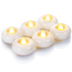 Homemory 2” Flameless Led Floating Candles, 200 Hour Plastic Battery Operated Flickering Waterproof Tealights for Cylinder Vases, Centerpieces at Wedding, Party, Pool, Holiday(6Pack, White Base) - color: White base (6 Pack)