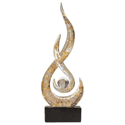 Modern Abstract Art Table Decoration,Resin Flame Statue Modern Gold Centerpiece Ornaments for Living Room Great Gift Idea Home Decor,Collectibles - color: White+gold
