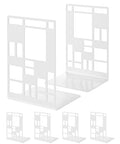 INNPLUS Heavy-Duty Metal Bookends, 6 Pair, White, Anti-Slip Foam Pads, Perfect for Heavy Books, Office, Home - color: White, size: 3 Pair