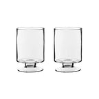 CYS EXCEL Glass Hurricane Pillar Candle Holders (H:6" W:3.75", 2 PCS) | Multiple Size Choices Short Stem Candle Jars | Stemmed Glass Cylinder Candle Vase - size: H-6" W-3.75"