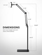 Lamicall Tablet Floor Stand Holder - [55" Height Adjustable][ Flexible Arm] 5lb Base Tablet Holder, Multi Angle Bed Mount Gifts for 4.7-13" Devices, iPad Pro Air, Tabs, E-Readers, Kindle Accessories