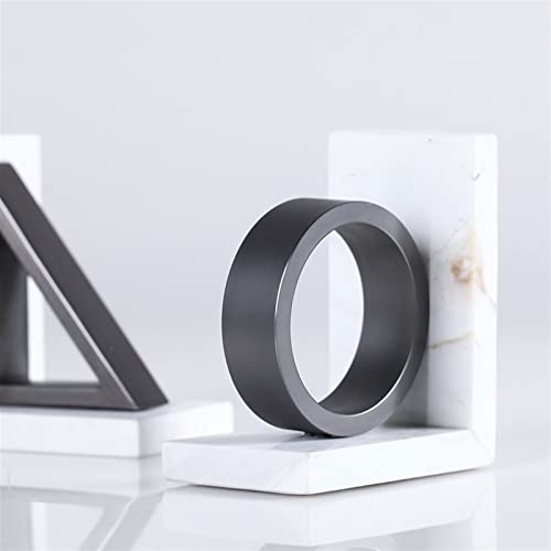 Bookends Modern Light Luxury Bookends Black and White Geometric Marble Bookends Study Bookshelf Cabinet Decorative Ornaments Bookends & Book Racks