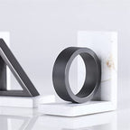 Decorative Bookends Modern Light Luxury Bookends Black and White Geometric Marble Bookends Study Bookshelf Cabinet Decorative Ornaments Book Stopper/Holder