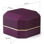 Luxury Ring Box, Square Velvet Wedding Ring Case Jewelry Gift Box with LED Light for Proposal Engagement Wedding, Purple - color: Purple, size: Ring Box