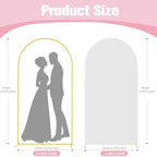 6.6FT Arch Backdrop Stand and Arch Cover Set, Gold Metal Arch Stand Backdrop with White Arch Stand Cover Ideal for Weddings, Birthday Parties, Baby Showers, Celebration Decorations - size: 6.6 FT