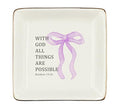 WODMIS Christian Coquette Purple Bow Ceramic Jewelry Tray Dish, Preppy Bible Verse Jewelry Plate Ring Trinket Dish, Trendy Aesthetic Ribbon Gifts for Women Bestie Best Friends 512 - color: Purple