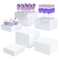Buffet Risers, Food Display Risers for Party, White Acrylic Risers Display Stand for Buffet Table, Catering Displays for Dessert, Cube Box Nesting Riser with Hollow Bottoms (6"x7"x8" 6PCS) - color: 6"x7"x8" 6PCS White