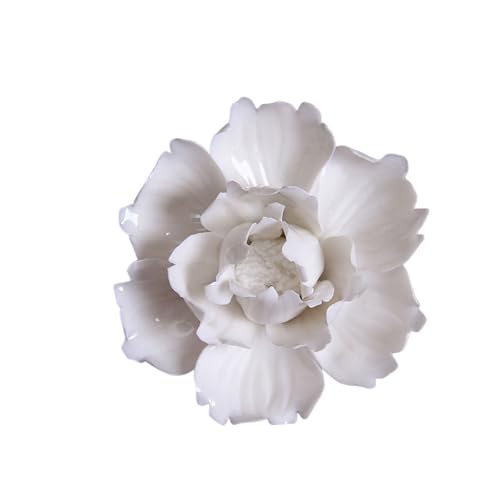 Ceramic Flower Wall Decor Handmade 3D Wall Art Hanging Sculpture White Flower Wall Decor Peony 2.75" (Small) - color: White, size: Small