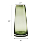 10“ Green Glass Vase with Gold Mouth for Centerpieces Home Wedding Decoration - size: Large