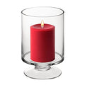 CYS EXCEL Glass Hurricane Pillar Candle Holder (H:6" W:3.75") | Multiple Size Choices Short Stem Candle Centerpieces | Stemmed Glass Cylinder Candle Vase - size: H-6" W-3.75"