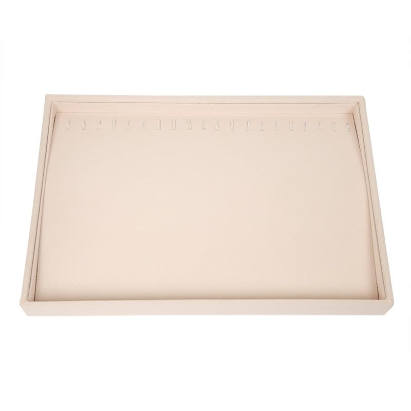 Oirlv Stackable 17 Hooks Sackcloth Jewelry Tray Necklace/Pendant/Long chain Display Showcase Organizer(Pack of 1,Beige) - size: 20 Hooks