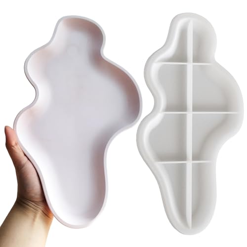 Wehous Large Irregular Tray Resin Concrete Molds, Cloud Shape Tray Silicone Mold, Creative Storage Container Trinket Jewelry Plate Dish Vanity Candle Holder Epoxy Casting Mold Wedding Christmas Decor