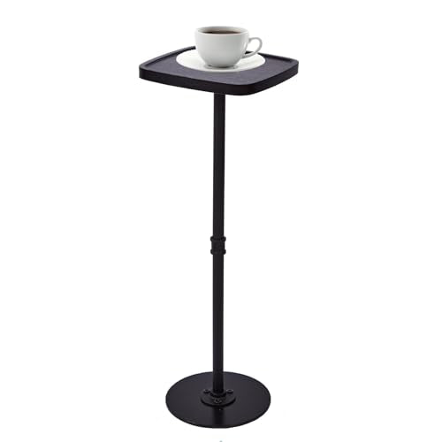 Drink Table, Small Pedestal Side Table, Cocktail Martini Tables Drink Stand, Modern Square Tiny Accent End Table with Metal Base for Small Spaces Living Room Bedroom Office Bar (Black) - color: Black