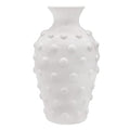 AuldHome Vintage White Hobnail Ceramic Vase, 11 inches tall, 5.4 inch diameter