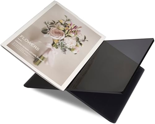 Honygebia Black Acrylic Book Stands - Cross Frame Acrylic Book Holder, Open Bookstand for Display and Reading, Suitable for Art, Bible, Cookbook, Easel, Magazine, Textbooks 12.5" x 9.5" x 5.5" - color: Black