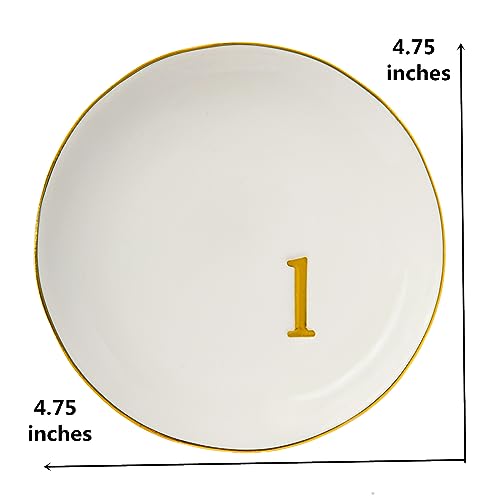 Ceramic Ring Holder for Jewelry, Jewelry Tray, Ring Dish, Aesthetic Room Decor, Engagement Gifts Bride Gifts Wedding Gifts for Women, White, 4.75"(L) - color: L