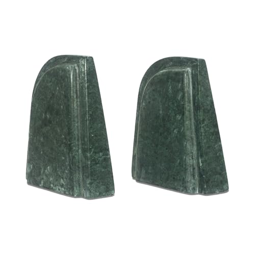 Torsten Bookend, Rectangular, Green Marble, Sculptural Bookend Pair - Set of 2
