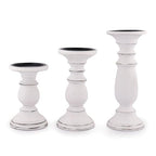 Samhita Set of 3 Wood Candle Holders – Hand Carved Decorative Candle Holder for Living Room or Table Centerpiece